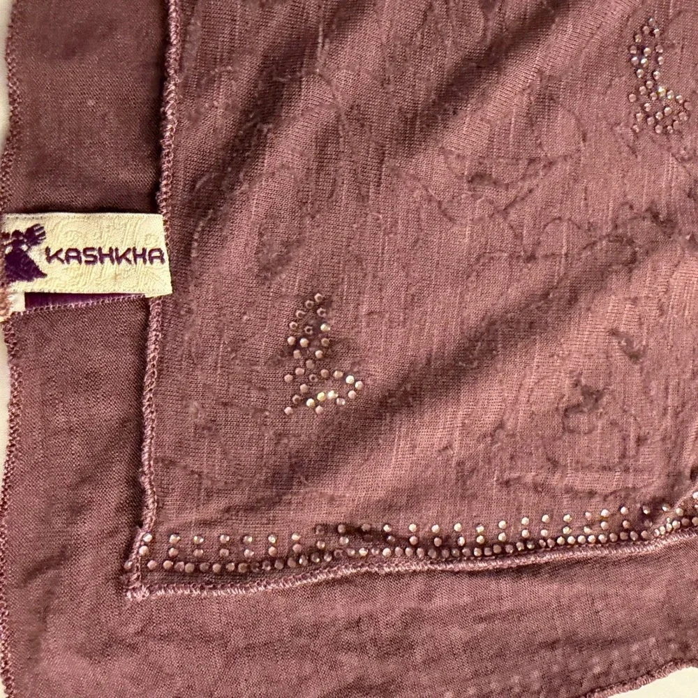 Kashkha Embellished Hijab Scarf‎ Wrap Shawl Sheer Mauve Purple Rhinestone